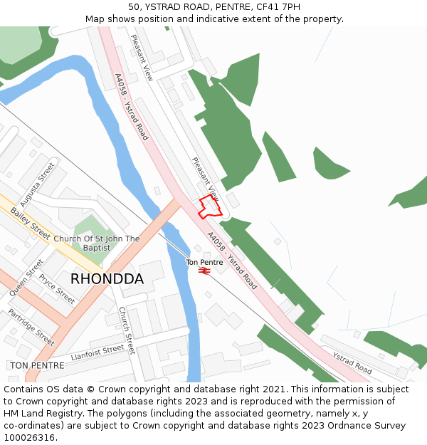 50, YSTRAD ROAD, PENTRE, CF41 7PH: Location map and indicative extent of plot