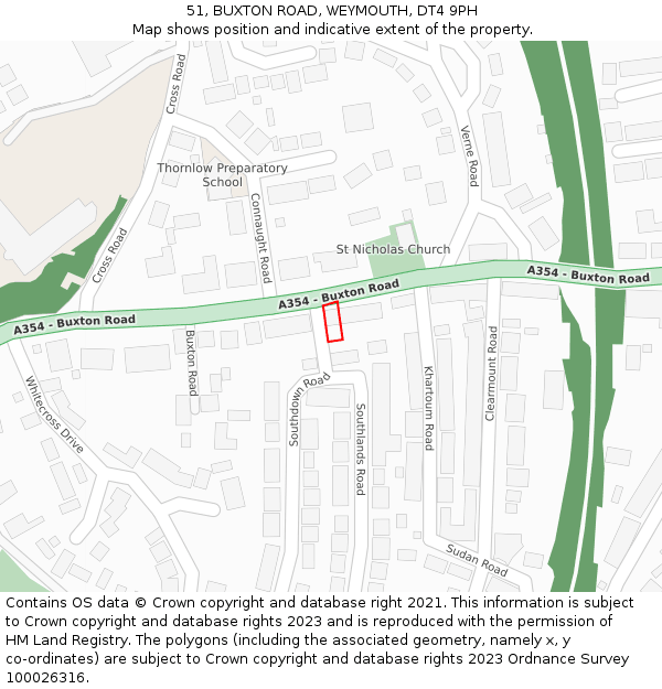 51, BUXTON ROAD, WEYMOUTH, DT4 9PH: Location map and indicative extent of plot