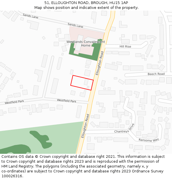 51, ELLOUGHTON ROAD, BROUGH, HU15 1AP: Location map and indicative extent of plot