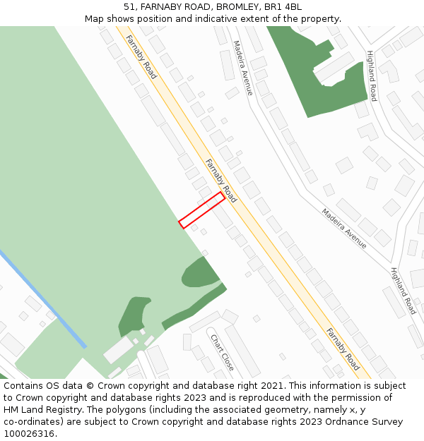 51, FARNABY ROAD, BROMLEY, BR1 4BL: Location map and indicative extent of plot