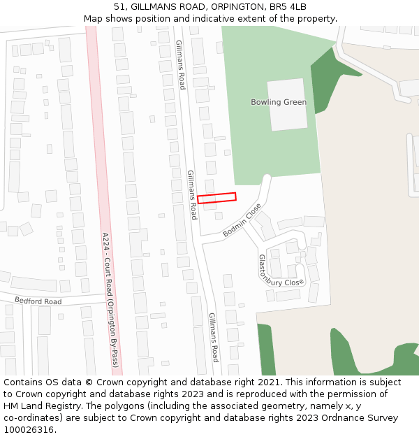 51, GILLMANS ROAD, ORPINGTON, BR5 4LB: Location map and indicative extent of plot