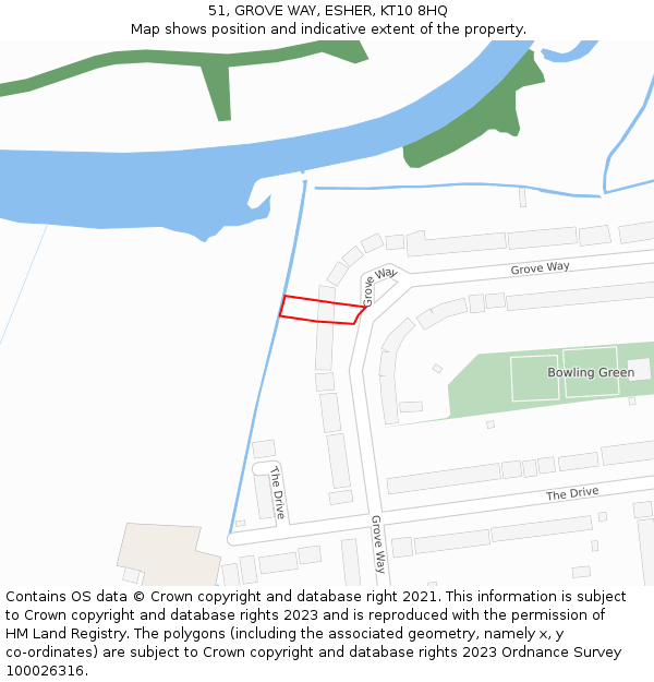 51, GROVE WAY, ESHER, KT10 8HQ: Location map and indicative extent of plot