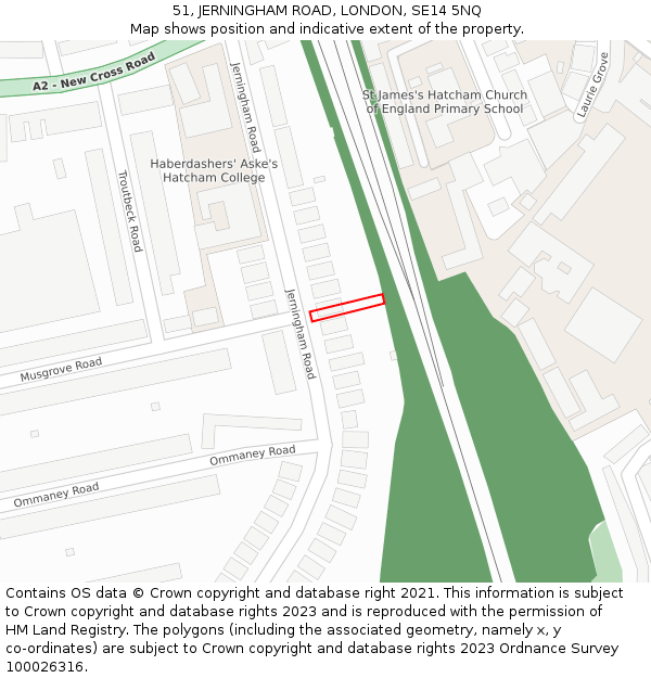 51, JERNINGHAM ROAD, LONDON, SE14 5NQ: Location map and indicative extent of plot