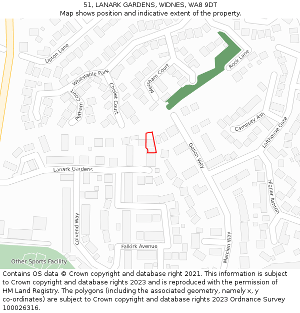 51, LANARK GARDENS, WIDNES, WA8 9DT: Location map and indicative extent of plot