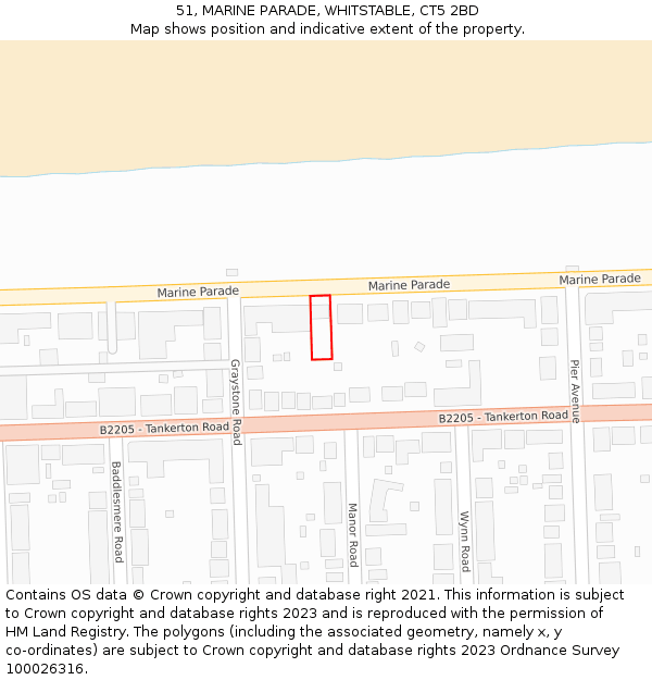 51, MARINE PARADE, WHITSTABLE, CT5 2BD: Location map and indicative extent of plot