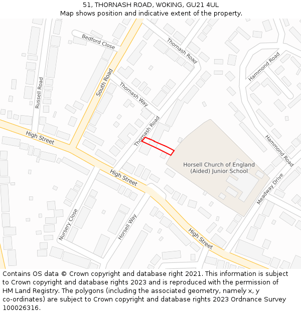 51, THORNASH ROAD, WOKING, GU21 4UL: Location map and indicative extent of plot