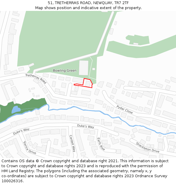 51, TRETHERRAS ROAD, NEWQUAY, TR7 2TF: Location map and indicative extent of plot