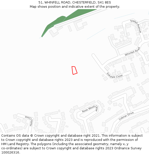 51, WHINFELL ROAD, CHESTERFIELD, S41 8ES: Location map and indicative extent of plot