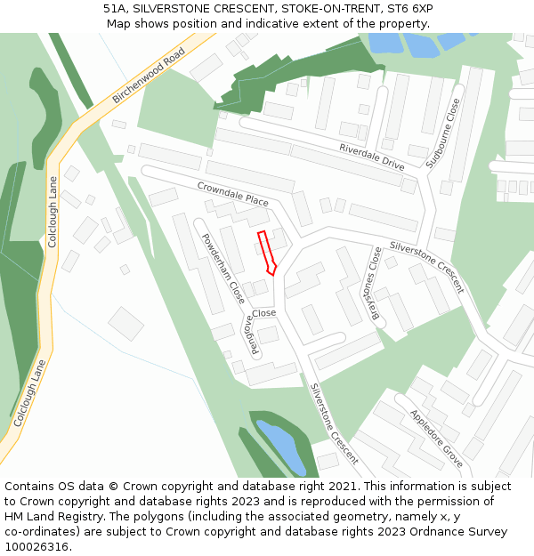 51A, SILVERSTONE CRESCENT, STOKE-ON-TRENT, ST6 6XP: Location map and indicative extent of plot
