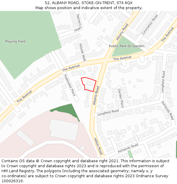 52, ALBANY ROAD, STOKE-ON-TRENT, ST4 6QX: Location map and indicative extent of plot