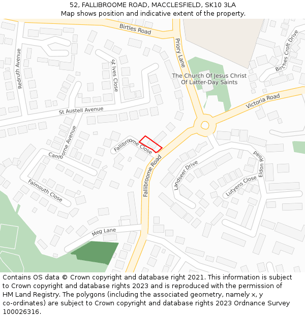 52, FALLIBROOME ROAD, MACCLESFIELD, SK10 3LA: Location map and indicative extent of plot
