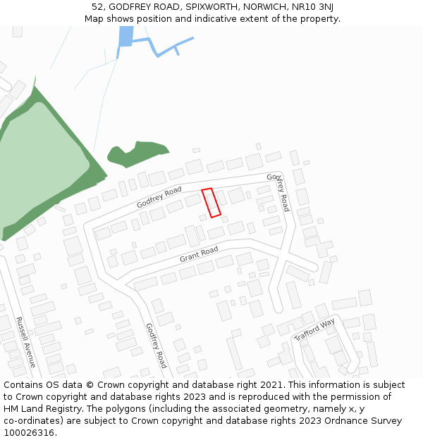 52, GODFREY ROAD, SPIXWORTH, NORWICH, NR10 3NJ: Location map and indicative extent of plot