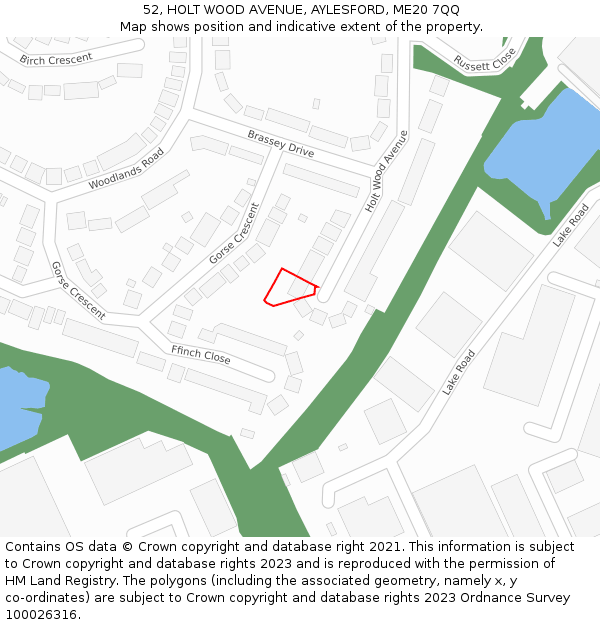 52, HOLT WOOD AVENUE, AYLESFORD, ME20 7QQ: Location map and indicative extent of plot