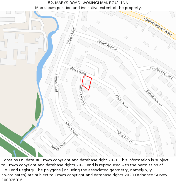 52, MARKS ROAD, WOKINGHAM, RG41 1NN: Location map and indicative extent of plot