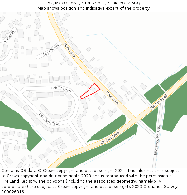 52, MOOR LANE, STRENSALL, YORK, YO32 5UQ: Location map and indicative extent of plot