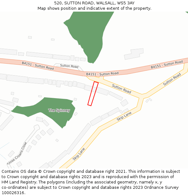 520, SUTTON ROAD, WALSALL, WS5 3AY: Location map and indicative extent of plot