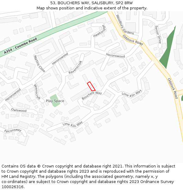 53, BOUCHERS WAY, SALISBURY, SP2 8RW: Location map and indicative extent of plot