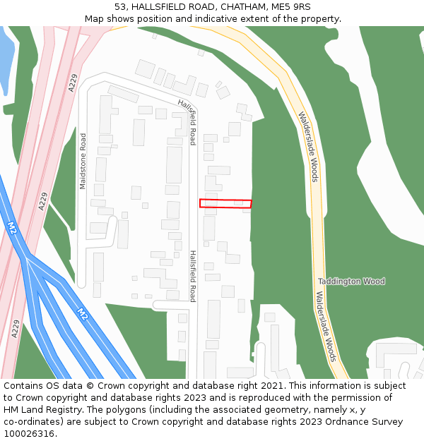 53, HALLSFIELD ROAD, CHATHAM, ME5 9RS: Location map and indicative extent of plot