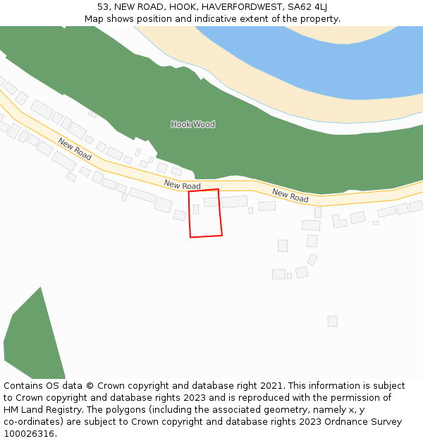 53, NEW ROAD, HOOK, HAVERFORDWEST, SA62 4LJ: Location map and indicative extent of plot