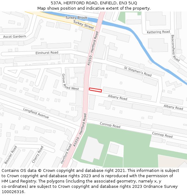 537A, HERTFORD ROAD, ENFIELD, EN3 5UQ: Location map and indicative extent of plot