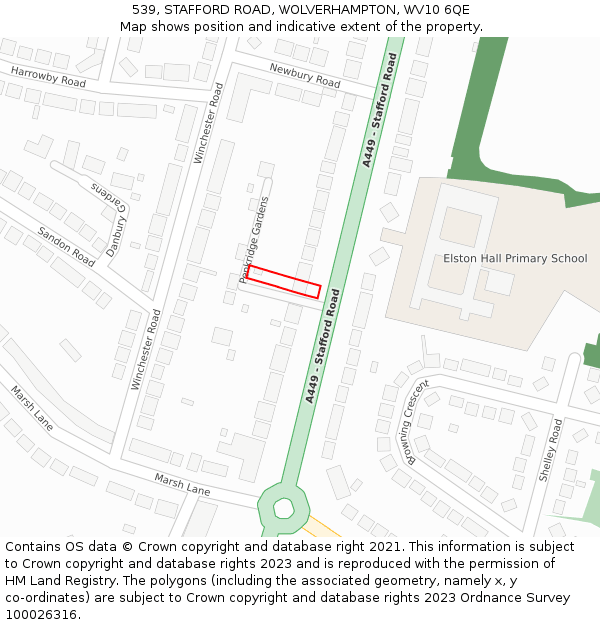 539, STAFFORD ROAD, WOLVERHAMPTON, WV10 6QE: Location map and indicative extent of plot