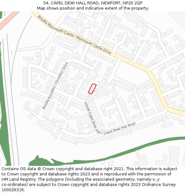 54, CAPEL DEWI HALL ROAD, NEWPORT, NP20 2QP: Location map and indicative extent of plot