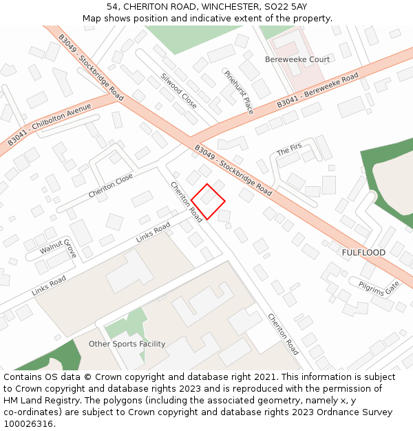 54, CHERITON ROAD, WINCHESTER, SO22 5AY: Location map and indicative extent of plot