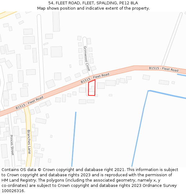 54, FLEET ROAD, FLEET, SPALDING, PE12 8LA: Location map and indicative extent of plot