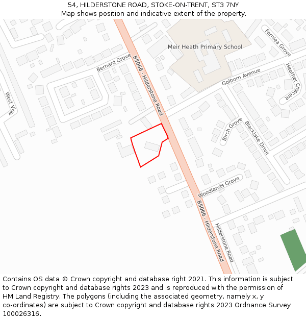 54, HILDERSTONE ROAD, STOKE-ON-TRENT, ST3 7NY: Location map and indicative extent of plot