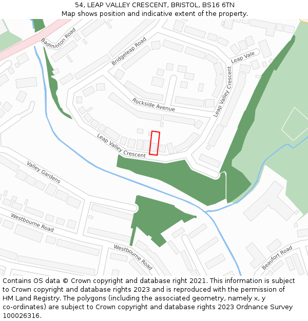 54, LEAP VALLEY CRESCENT, BRISTOL, BS16 6TN: Location map and indicative extent of plot