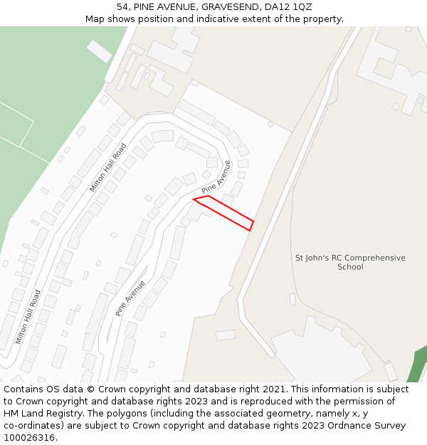 54, PINE AVENUE, GRAVESEND, DA12 1QZ: Location map and indicative extent of plot
