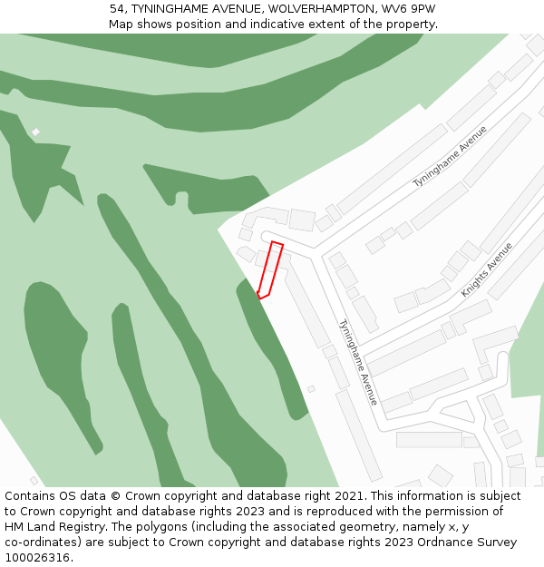 54, TYNINGHAME AVENUE, WOLVERHAMPTON, WV6 9PW: Location map and indicative extent of plot