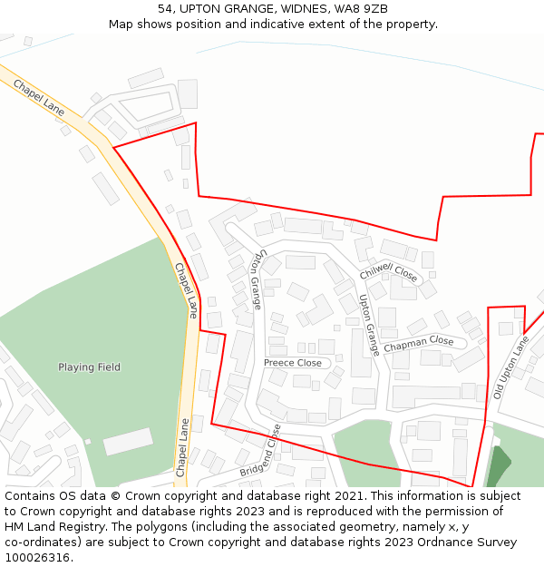 54, UPTON GRANGE, WIDNES, WA8 9ZB: Location map and indicative extent of plot