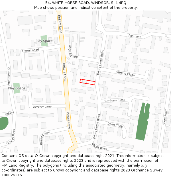 54, WHITE HORSE ROAD, WINDSOR, SL4 4PQ: Location map and indicative extent of plot