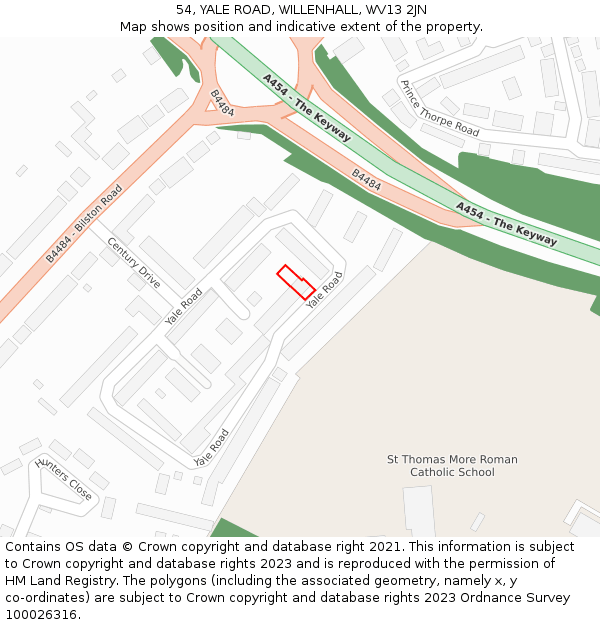 54, YALE ROAD, WILLENHALL, WV13 2JN: Location map and indicative extent of plot
