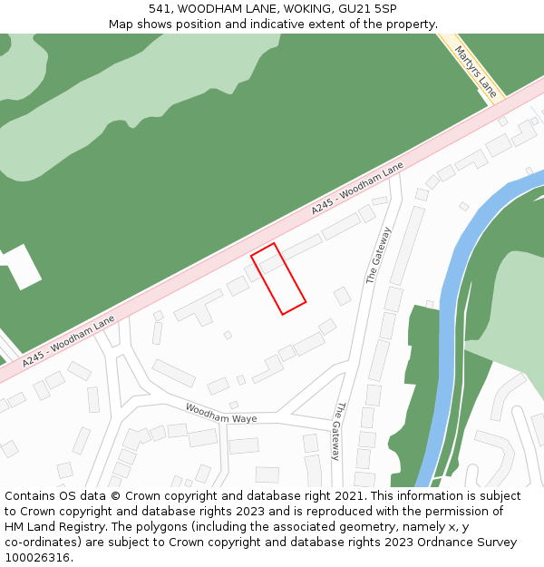 541, WOODHAM LANE, WOKING, GU21 5SP: Location map and indicative extent of plot
