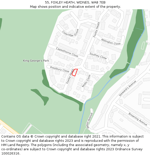 55, FOXLEY HEATH, WIDNES, WA8 7EB: Location map and indicative extent of plot