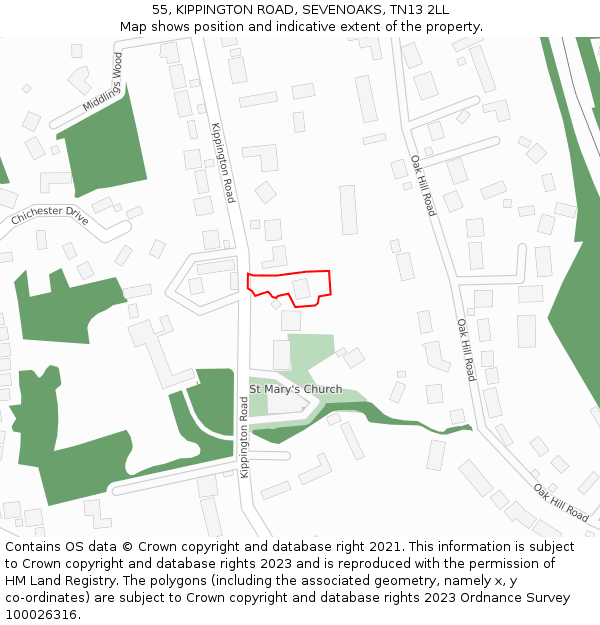 55, KIPPINGTON ROAD, SEVENOAKS, TN13 2LL: Location map and indicative extent of plot