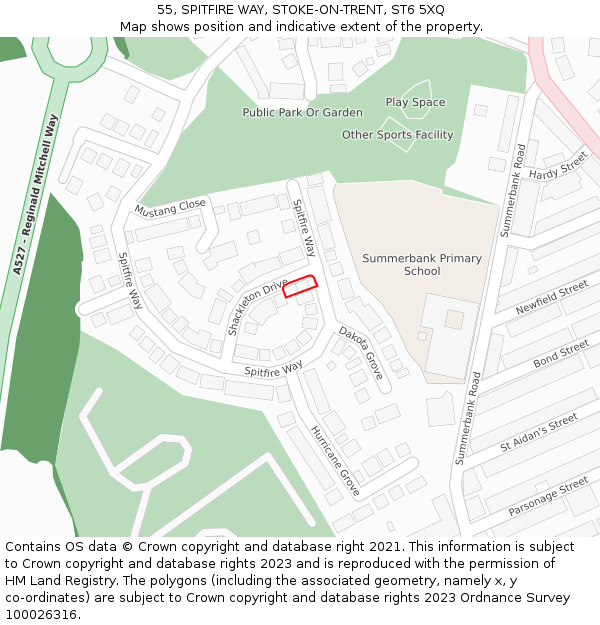 55, SPITFIRE WAY, STOKE-ON-TRENT, ST6 5XQ: Location map and indicative extent of plot
