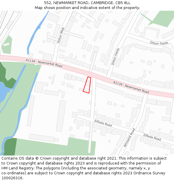 552, NEWMARKET ROAD, CAMBRIDGE, CB5 8LL: Location map and indicative extent of plot