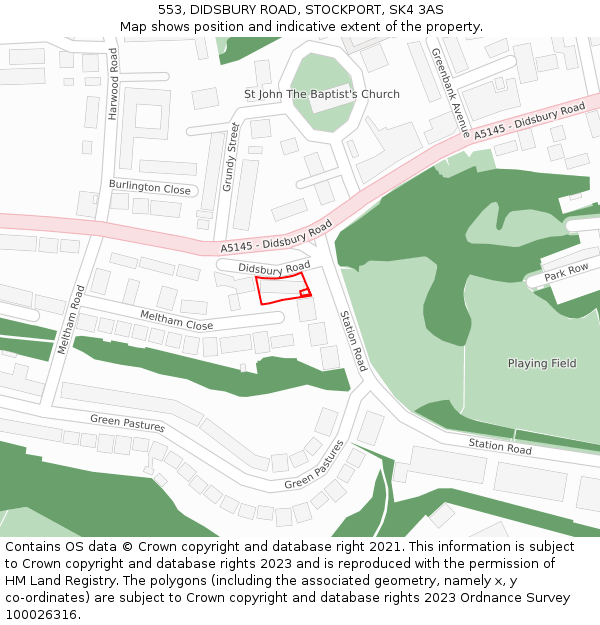 553, DIDSBURY ROAD, STOCKPORT, SK4 3AS: Location map and indicative extent of plot