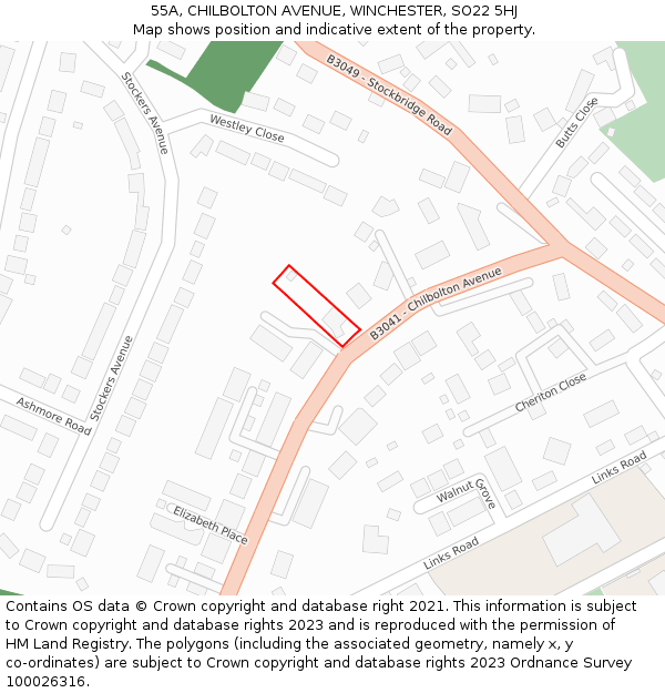 55A, CHILBOLTON AVENUE, WINCHESTER, SO22 5HJ: Location map and indicative extent of plot