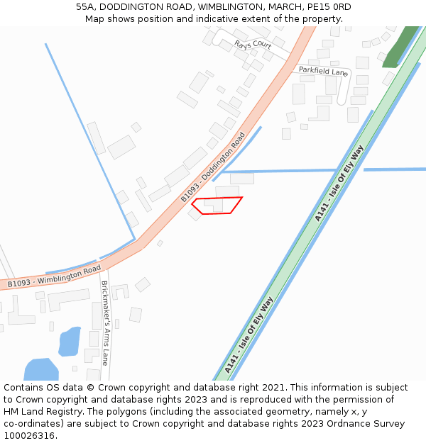 55A, DODDINGTON ROAD, WIMBLINGTON, MARCH, PE15 0RD: Location map and indicative extent of plot
