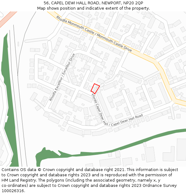 56, CAPEL DEWI HALL ROAD, NEWPORT, NP20 2QP: Location map and indicative extent of plot
