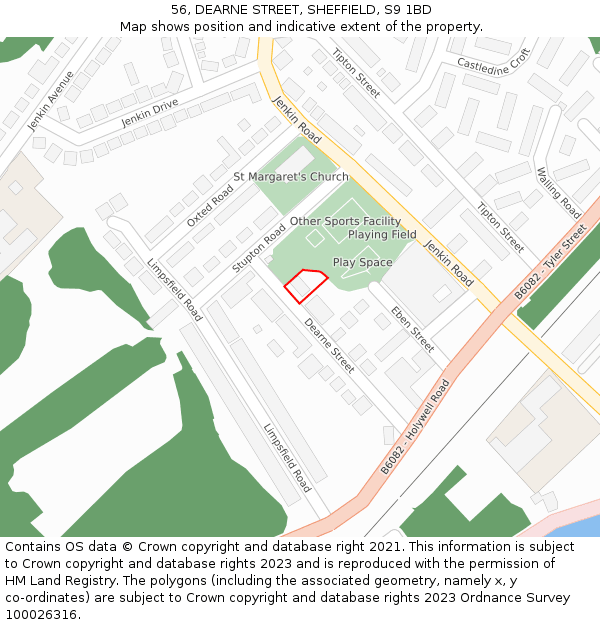 56, DEARNE STREET, SHEFFIELD, S9 1BD: Location map and indicative extent of plot