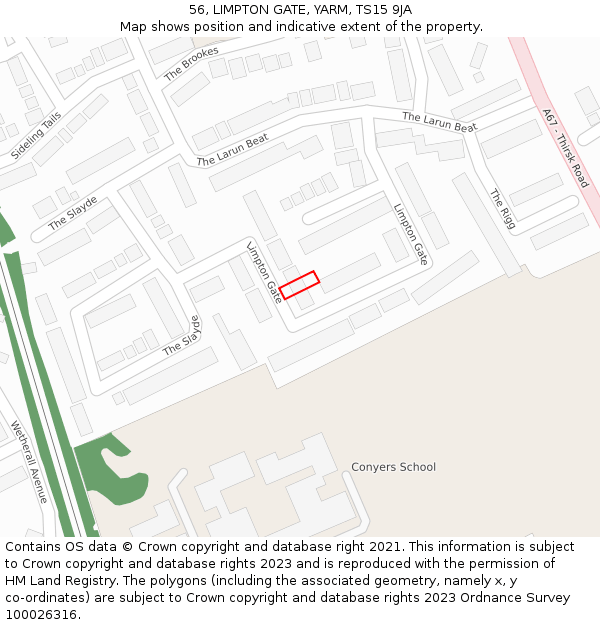 56, LIMPTON GATE, YARM, TS15 9JA: Location map and indicative extent of plot