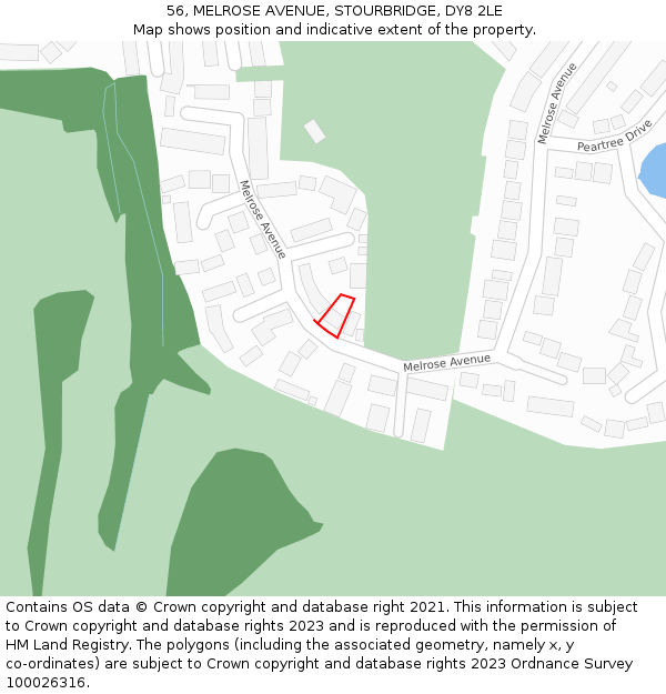 56, MELROSE AVENUE, STOURBRIDGE, DY8 2LE: Location map and indicative extent of plot