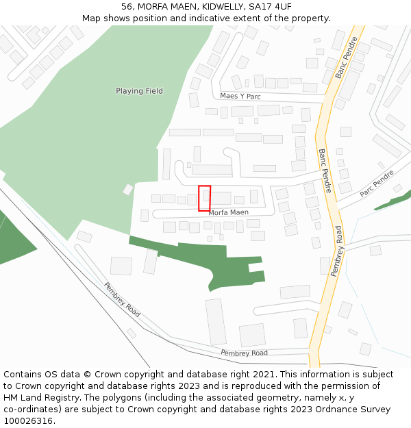 56, MORFA MAEN, KIDWELLY, SA17 4UF: Location map and indicative extent of plot