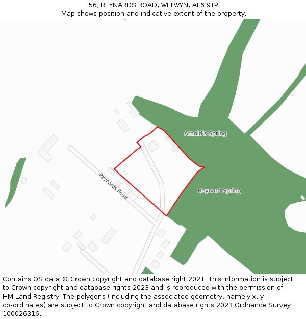 56, REYNARDS ROAD, WELWYN, AL6 9TP: Location map and indicative extent of plot