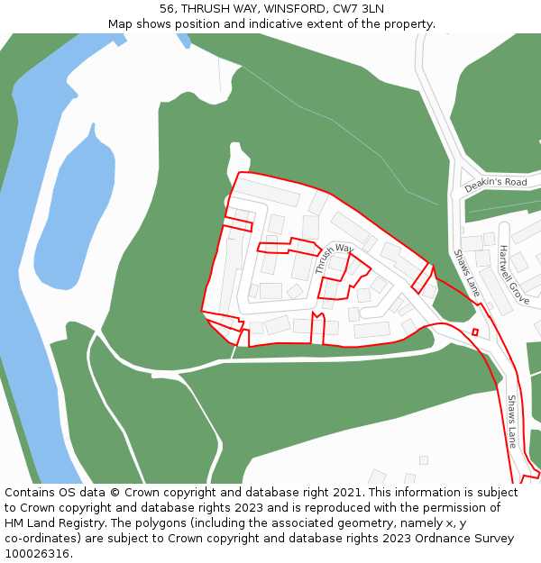 56, THRUSH WAY, WINSFORD, CW7 3LN: Location map and indicative extent of plot